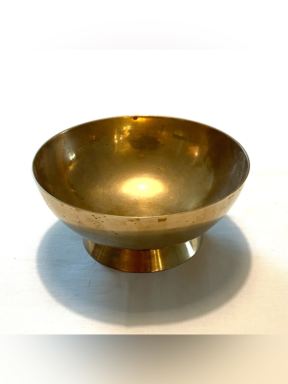 Vintage Brass Pedestal Bowl Made in India Catchall Trinket Dish Decor